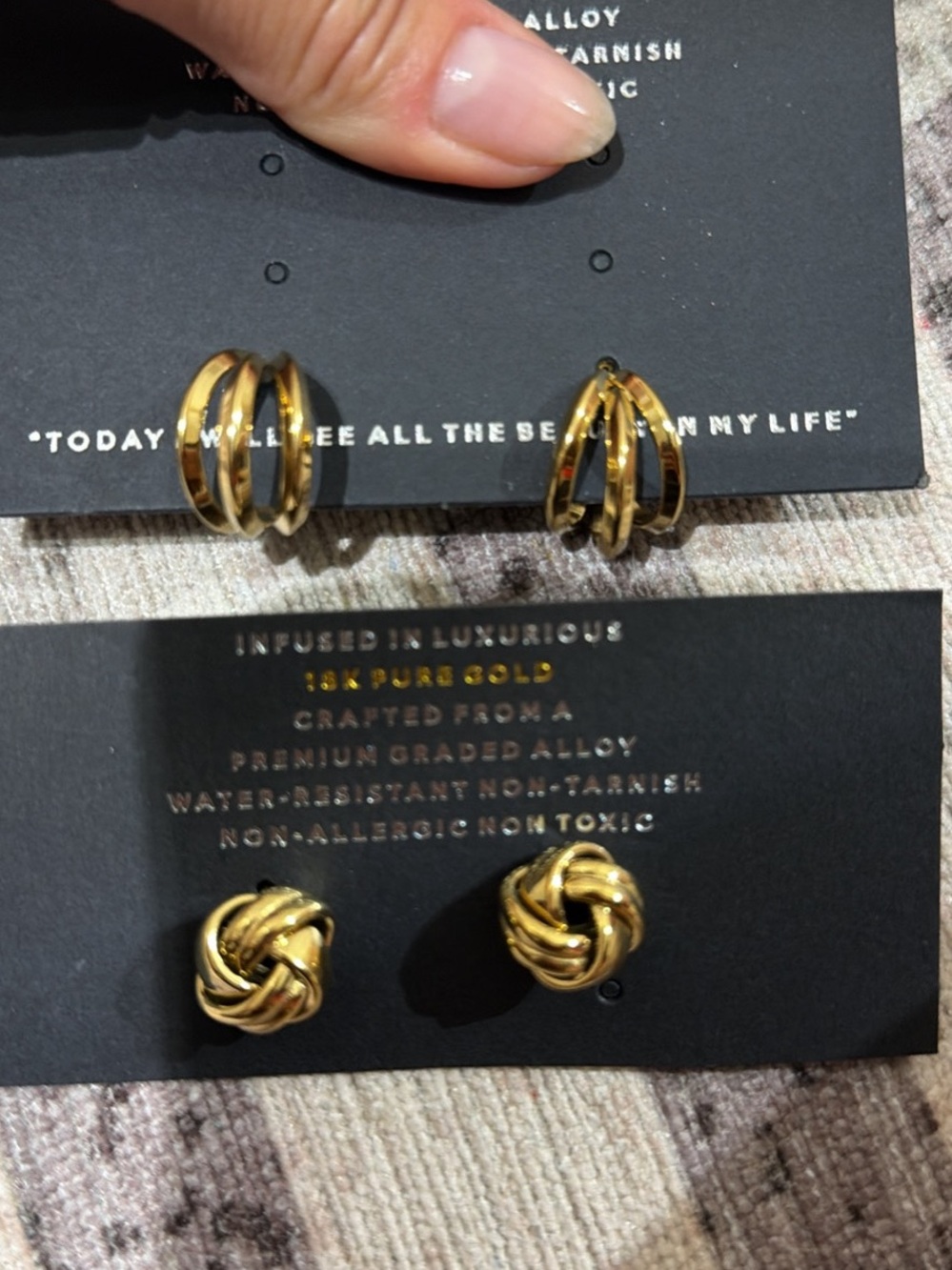Gold Knot and Hoop Earring Set - Women Jewelry